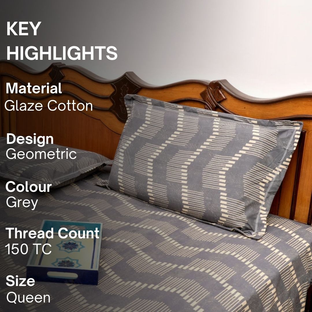 Rhythm Double Bed Sheet Set, 90" x 100" - Coral Slub - 