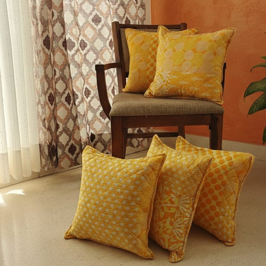 Ripple Cushion Covers, Pack of 5 - Coral Slub - 