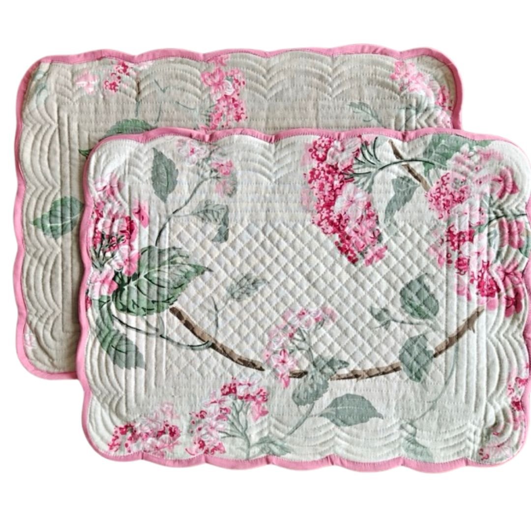 Rose Garden Reversible Placemats - Coral Slub -