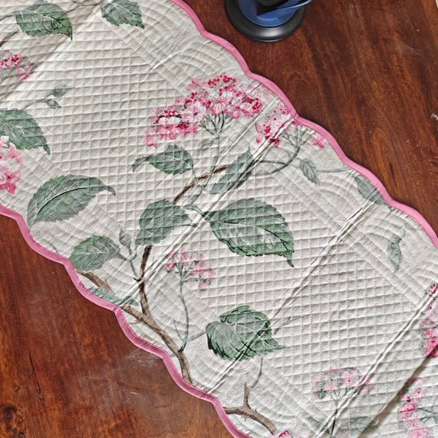 Rose Garden Reversible Table Runner - Coral Slub -