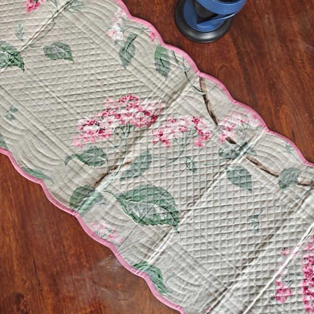 Rose Garden Reversible Table Runner - Coral Slub -