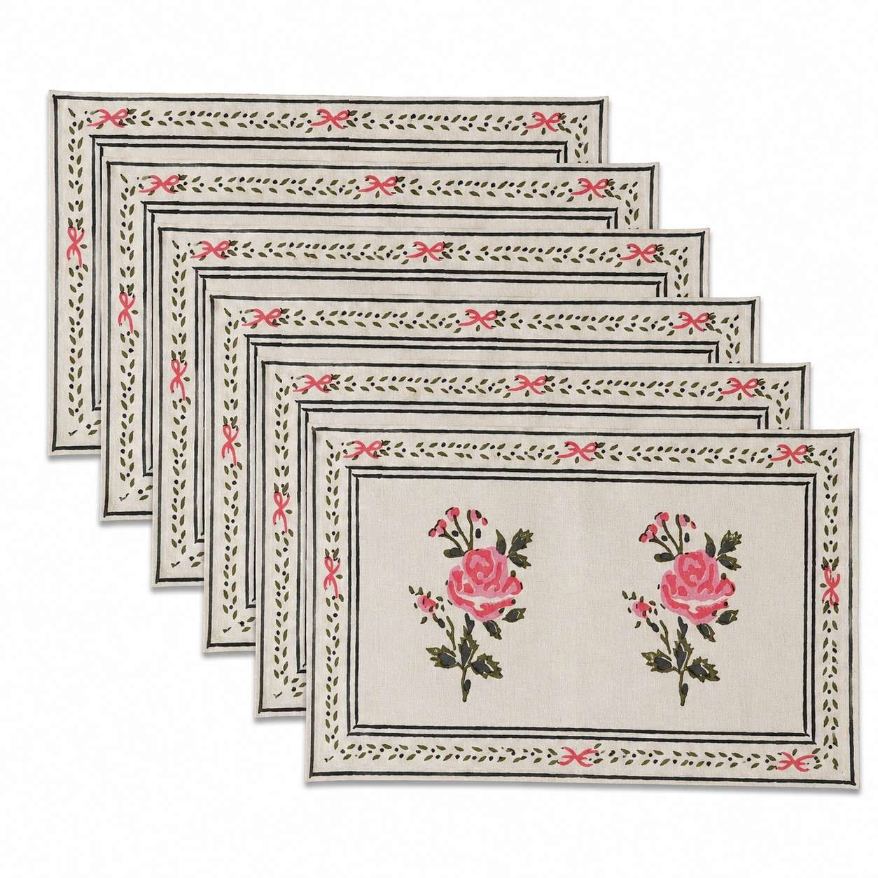 Rose Block Print Placemats
