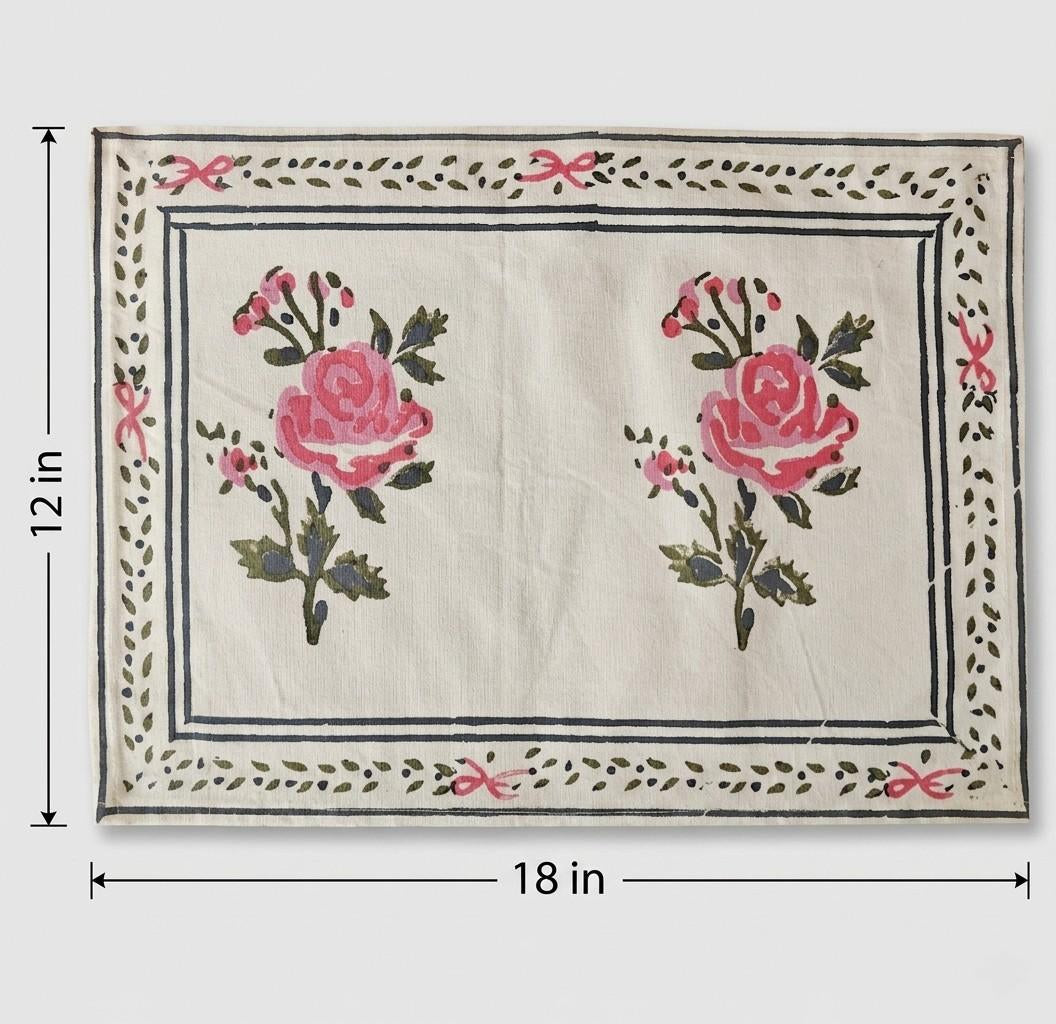 Rose Block Print Placemats