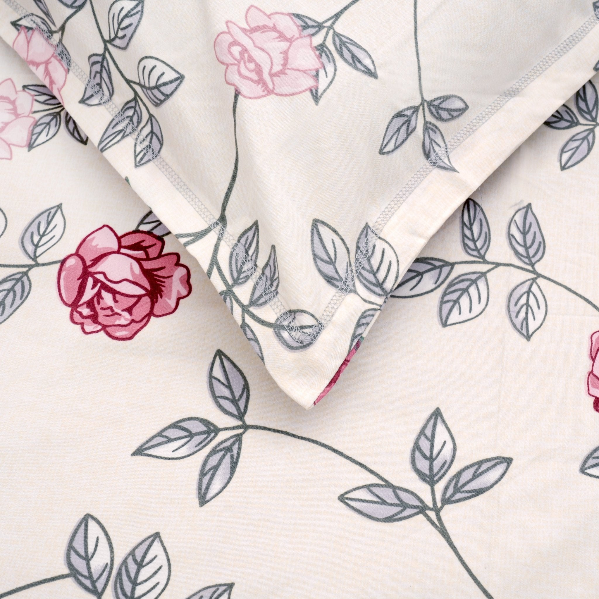 Rosevine Double Bed Sheet Set, 90" x 100" - Coral Slub - 