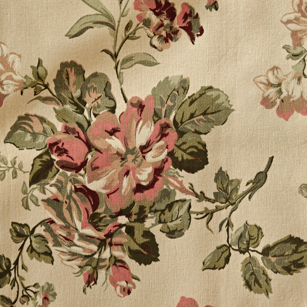 Rosevine Printed Table Runner, 100% cotton, 13" x 72" - Coral Slub - 