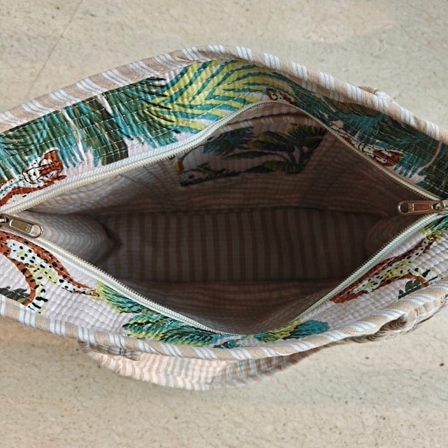 Rouge Botanic Print Tote Bag - Coral Slub - 