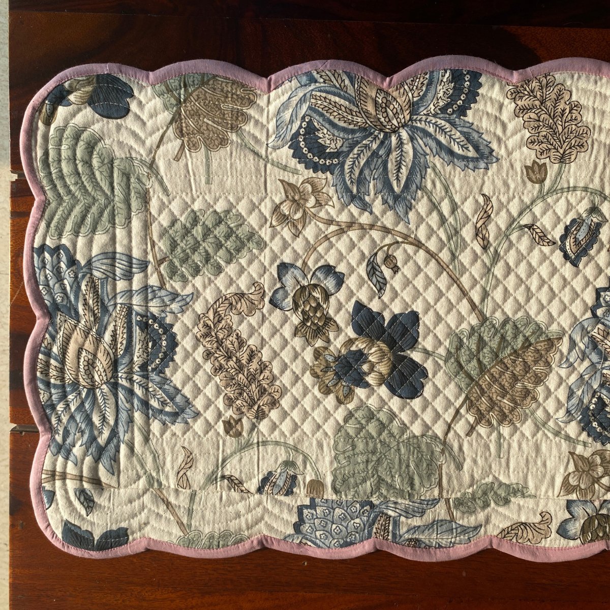 Royal Bloom Reversible Table Runner, 100% cotton, 13" x 72" - Coral Slub - 