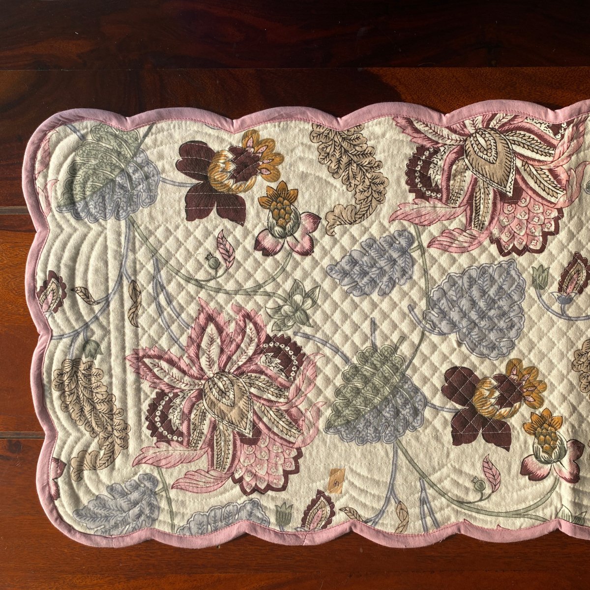 Royal Bloom Reversible Table Runner, 100% cotton, 13" x 72" - Coral Slub - 