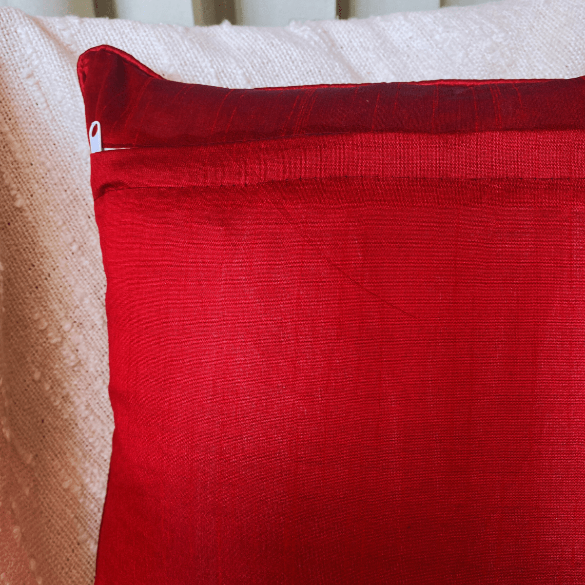 Royal Red Cushion Cover, 16" x 16", Pack of 2 - Coral Slub - 