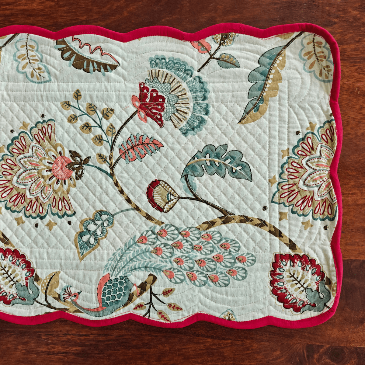 Royal Red Reversible Table Runner, 100% cotton, 15" x 72" - Coral Slub - 