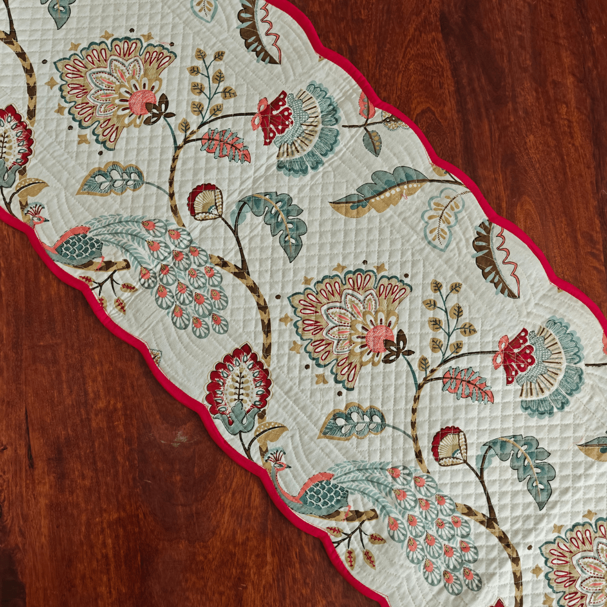 Royal Red Reversible Table Runner, 100% cotton, 15" x 72" - Coral Slub - 