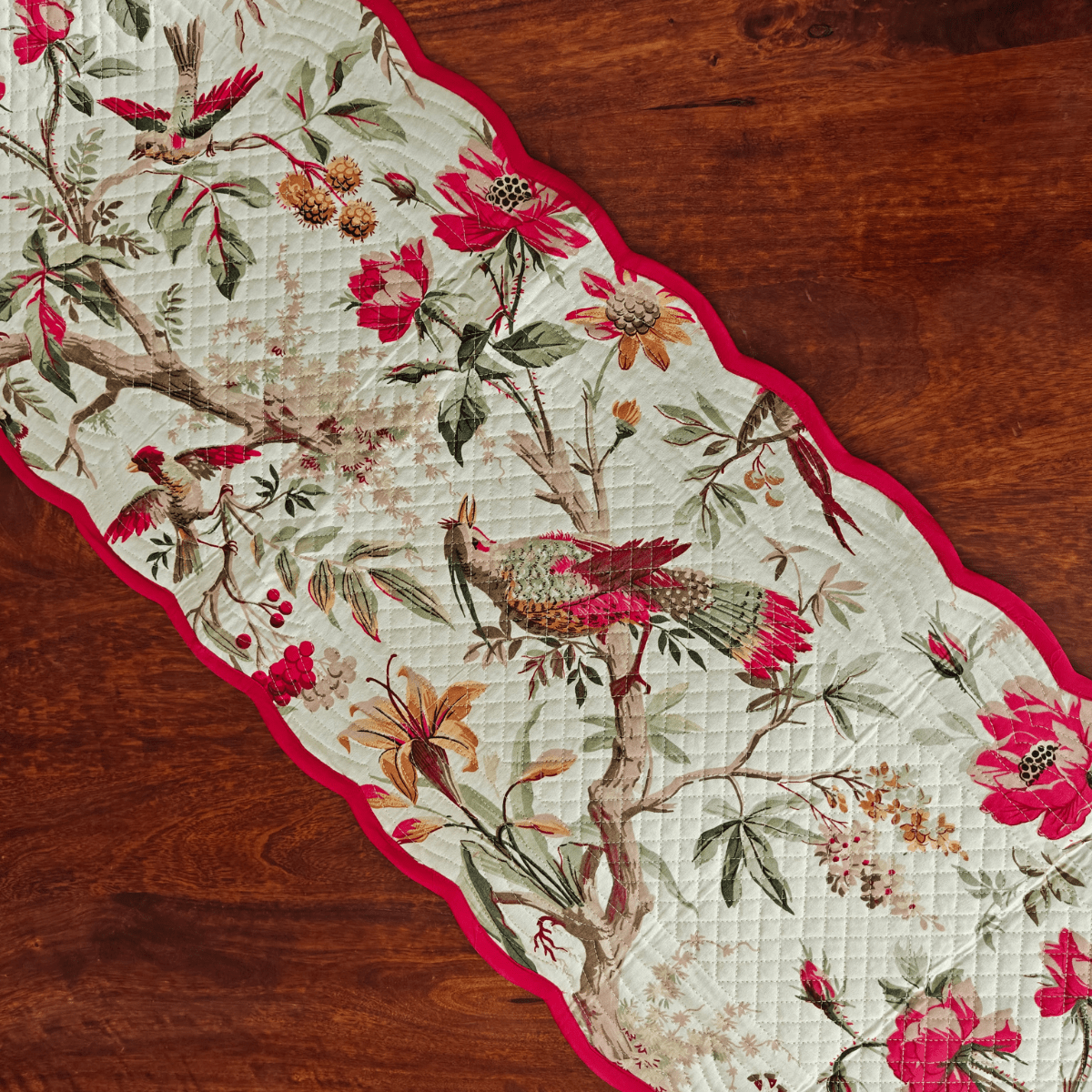 Royal Red Reversible Table Runner, 100% cotton, 15" x 72" - Coral Slub - 