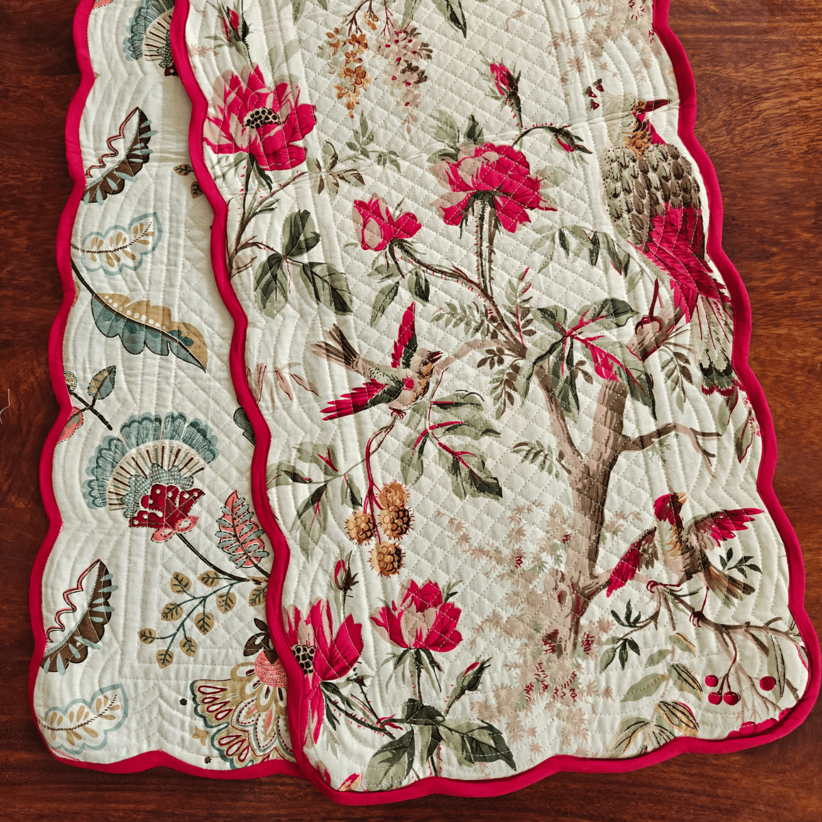 Royal Red Reversible Table Runner, 100% cotton, 15" x 72" - Coral Slub - 