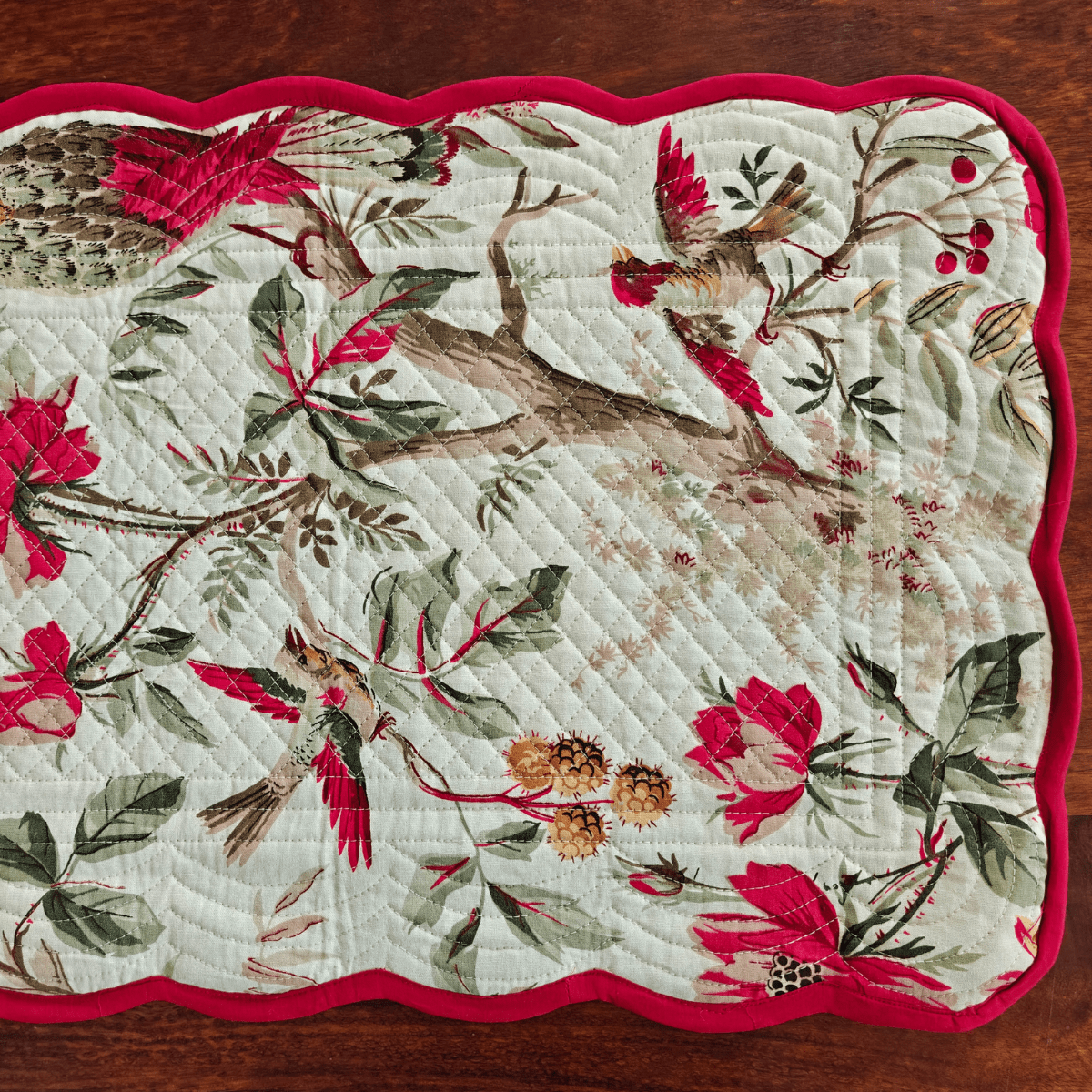 Royal Red Reversible Table Runner, 100% cotton, 15" x 72" - Coral Slub - 