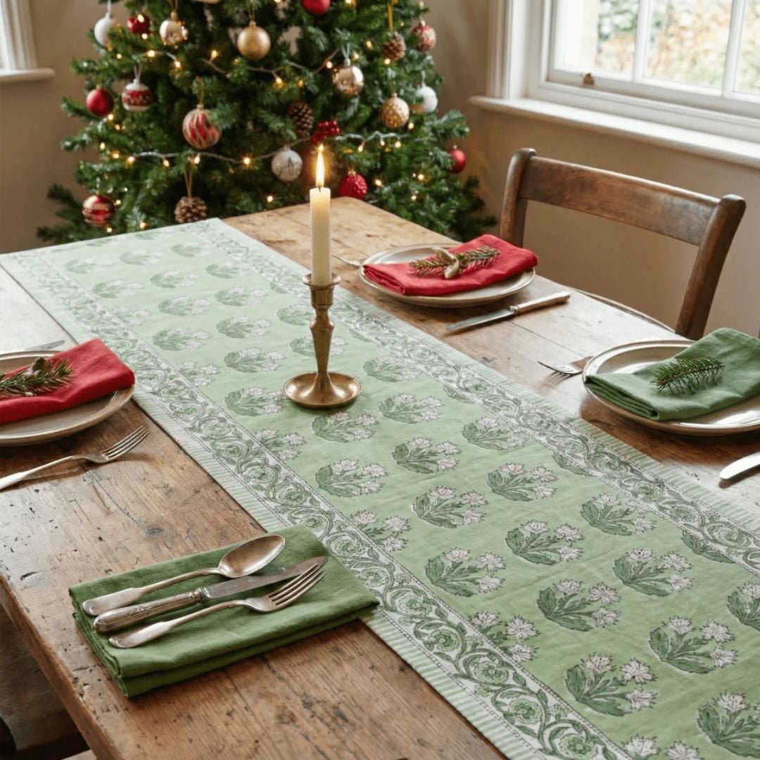 Ruhani Table Runner, 100% cotton, 13" X 72" - Coral Slub - 