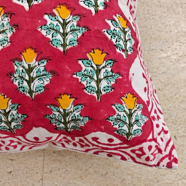 Saahiba Printed Cushion Covers, Pack of 5 - Coral Slub - 