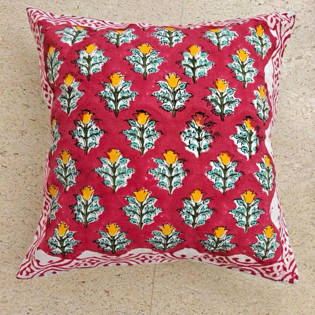 Saahiba Printed Cushion Covers, Pack of 5 - Coral Slub - 
