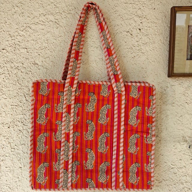 Safari Animal Print Tote Bag - Coral Slub - 