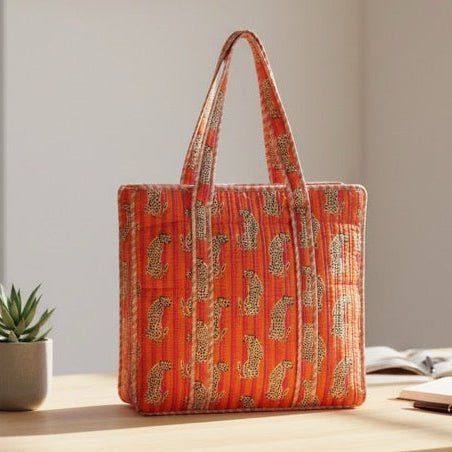 Safari Animal Print Tote Bag - Coral Slub - 