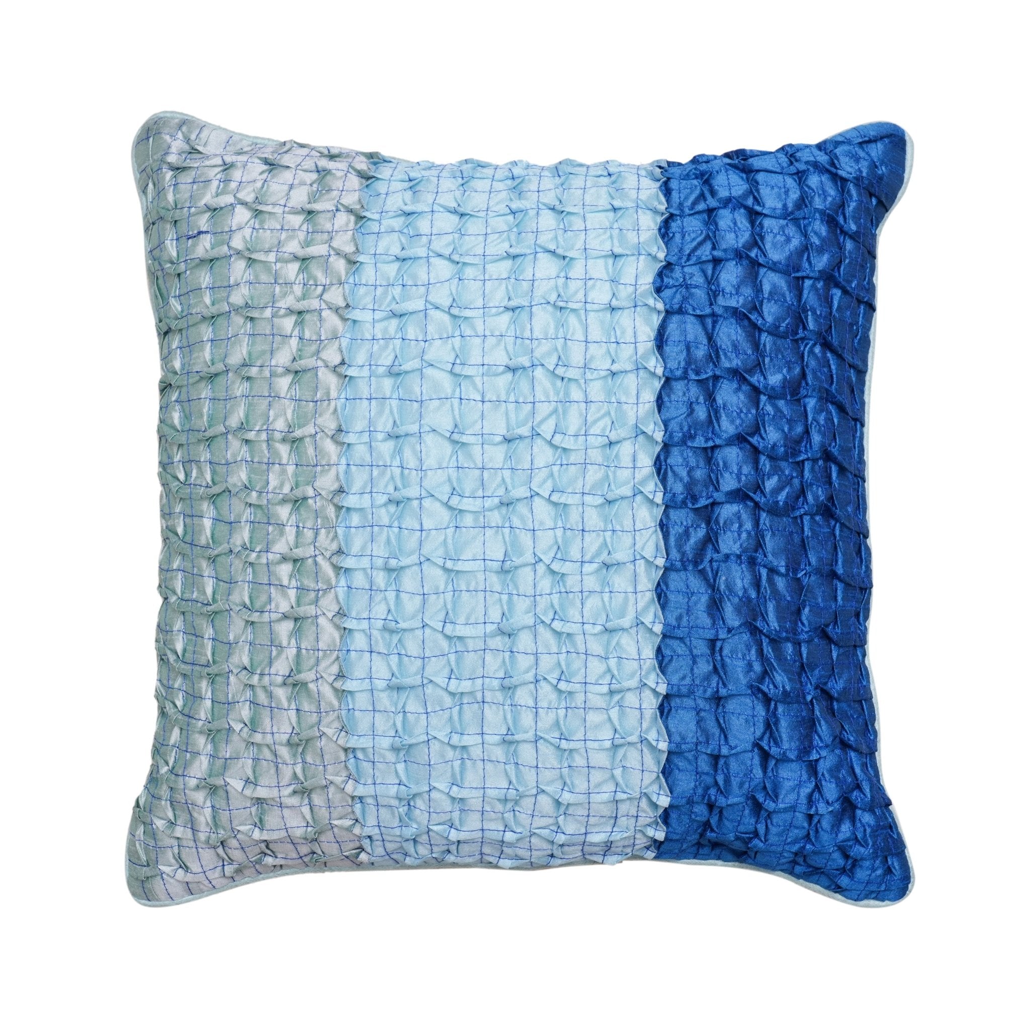 Satin Waffle Cushion Cover Coral Blue, Pack of 2, 16" x 16" - Coral Slub - 