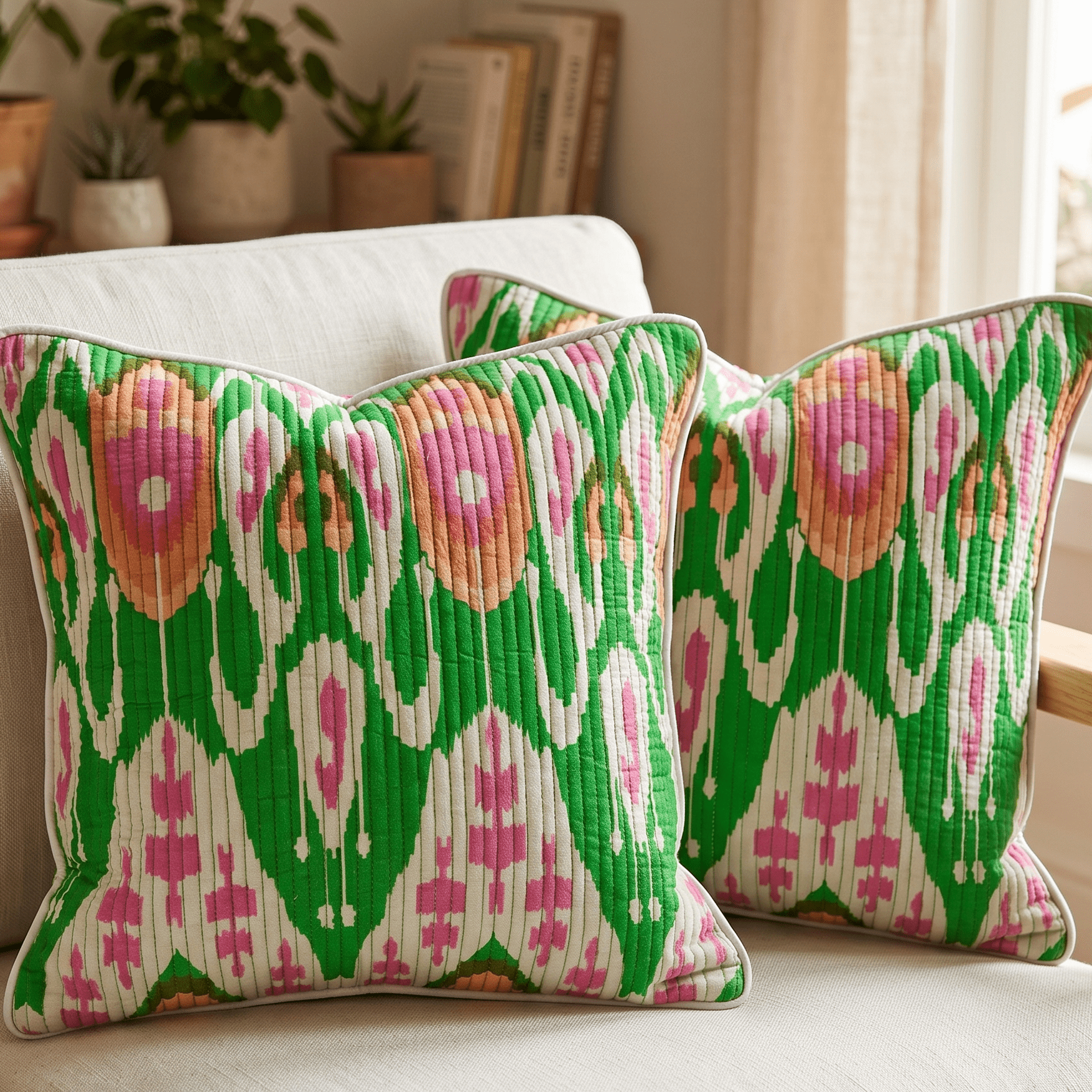 Savanna Cushion Covers, Pack of 2 - Coral Slub -