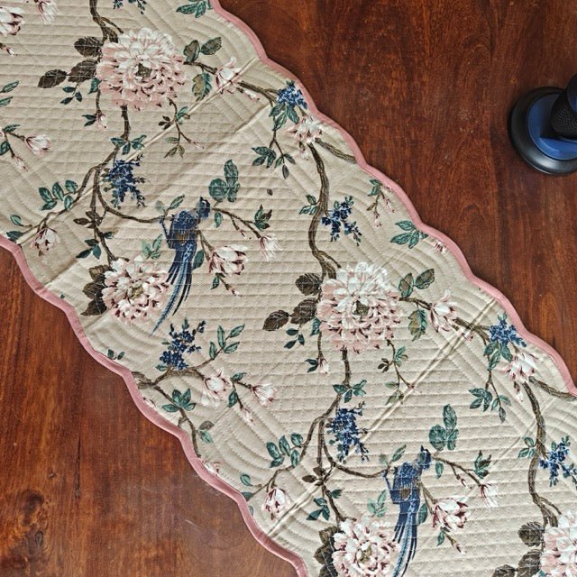Secret Garden Reversible Table Runner - Coral Slub -