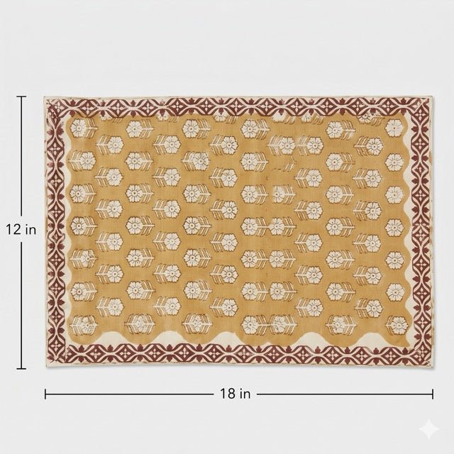 Shefali Block Print Placemats - Coral Slub -