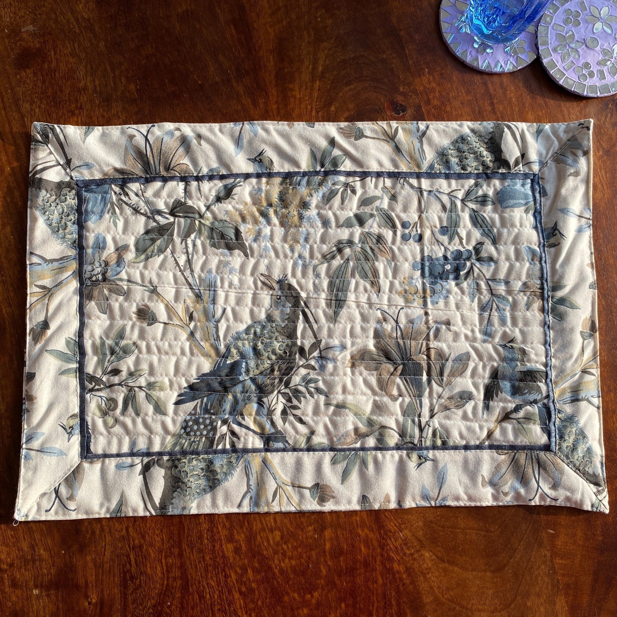 Smoky Iris Cotton Placemats, 13" x 19", Set of 2 - Coral Slub - 