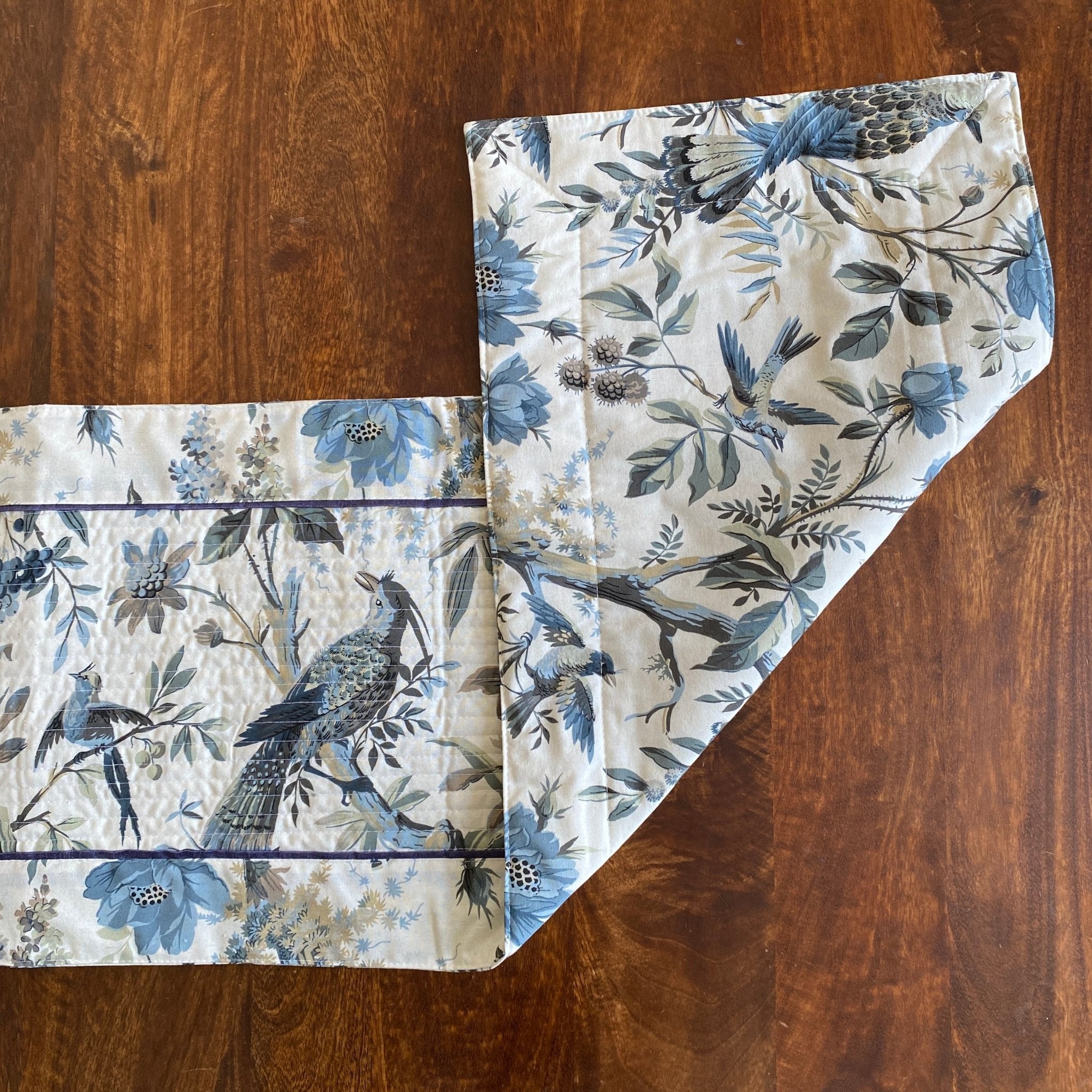 Smoky Iris Table Runner, 100% cotton, 13" x 72" - Coral Slub - 