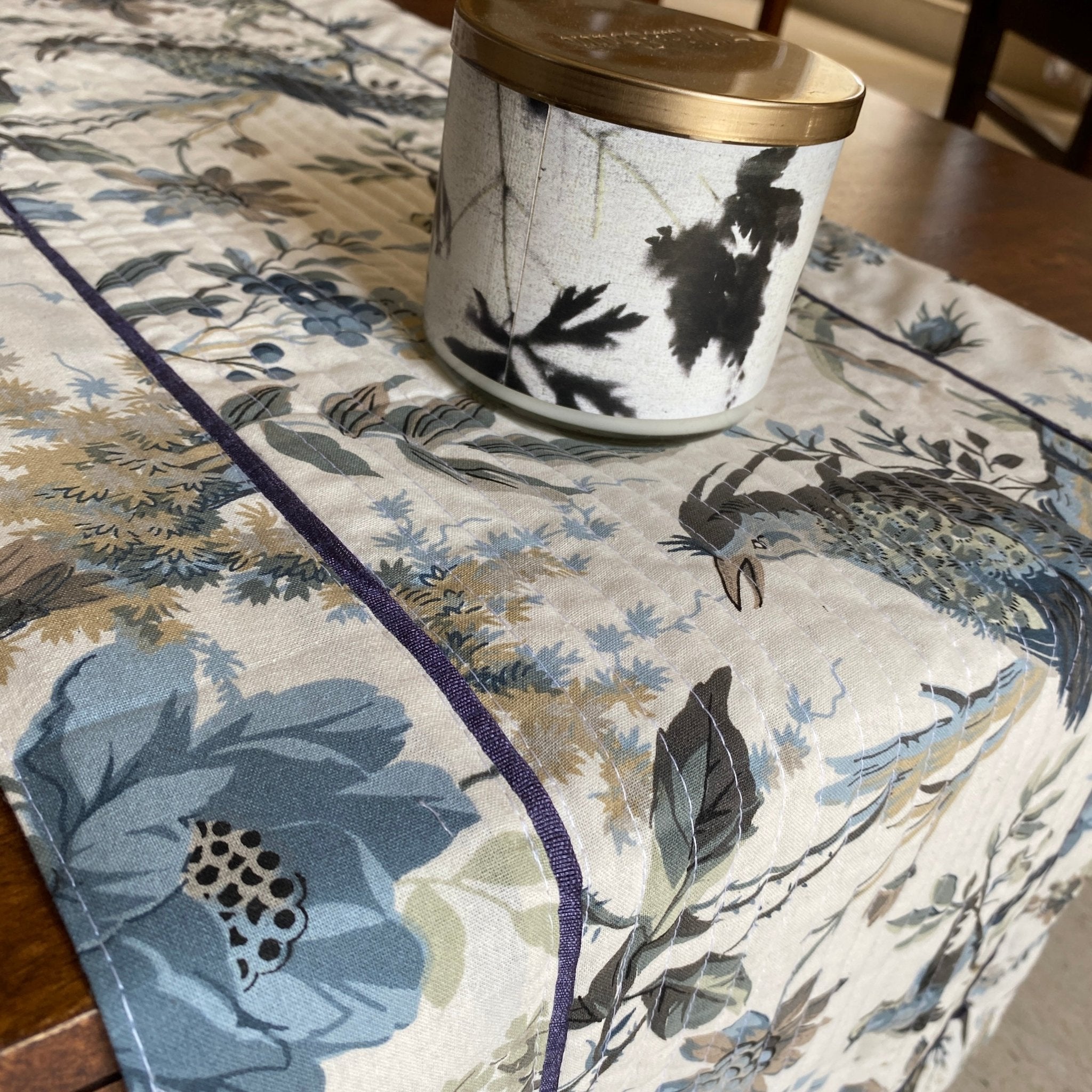 Smoky Iris Table Runner, 100% cotton, 13" x 72" - Coral Slub - 