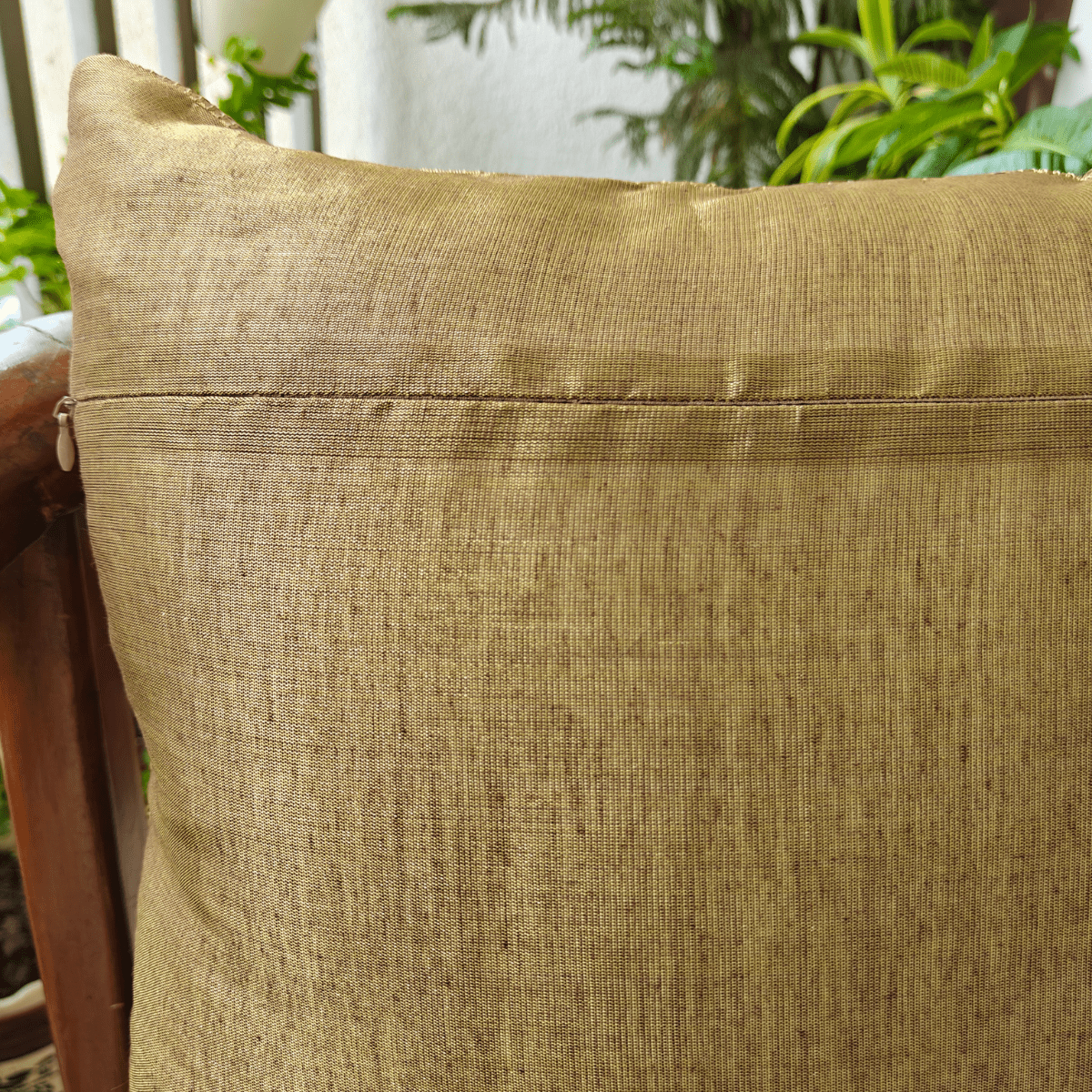 Sparkle Gold Cushion Cover, 16" x 16", Pack of 1 - Coral Slub - 