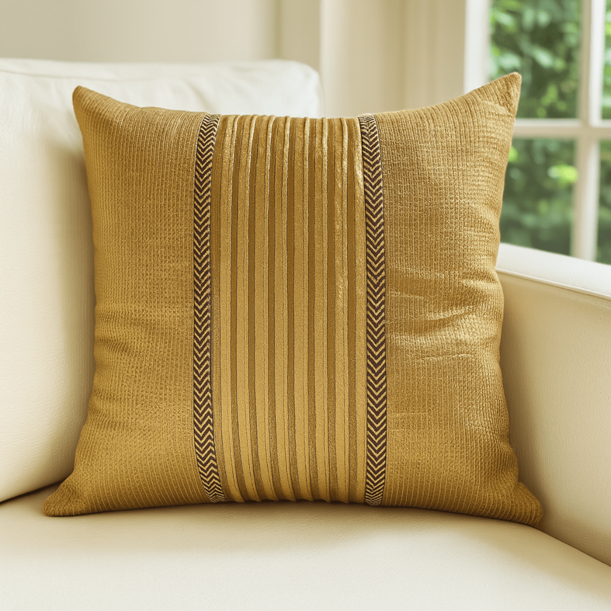 Sparkle Gold Cushion Cover, 16" x 16", Pack of 1 - Coral Slub - 