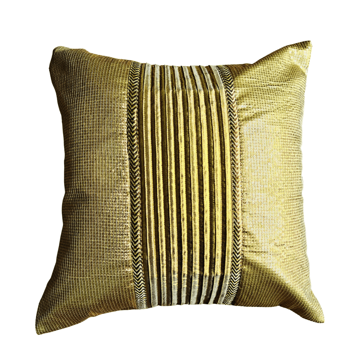 Sparkle Gold Cushion Cover, 16" x 16", Pack of 1 - Coral Slub - 