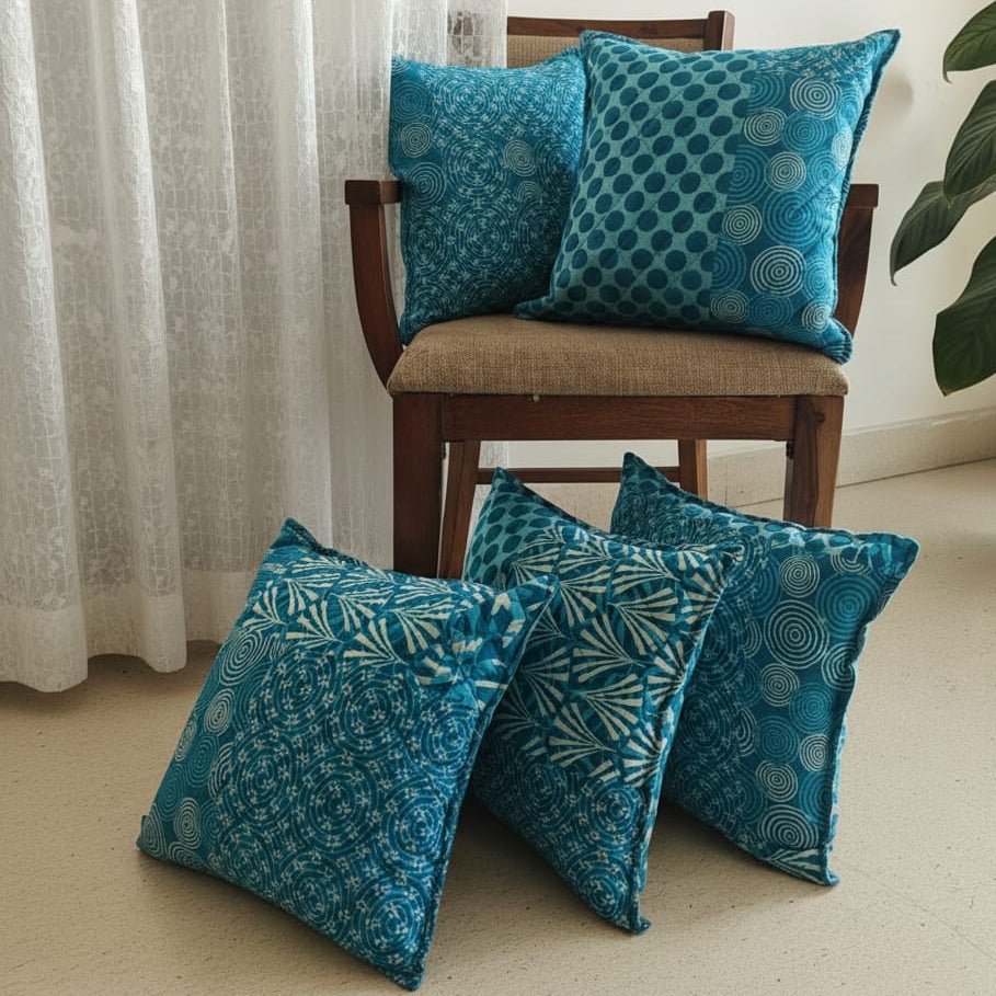 Splash Cushion Covers, Pack of 5 - Coral Slub - 