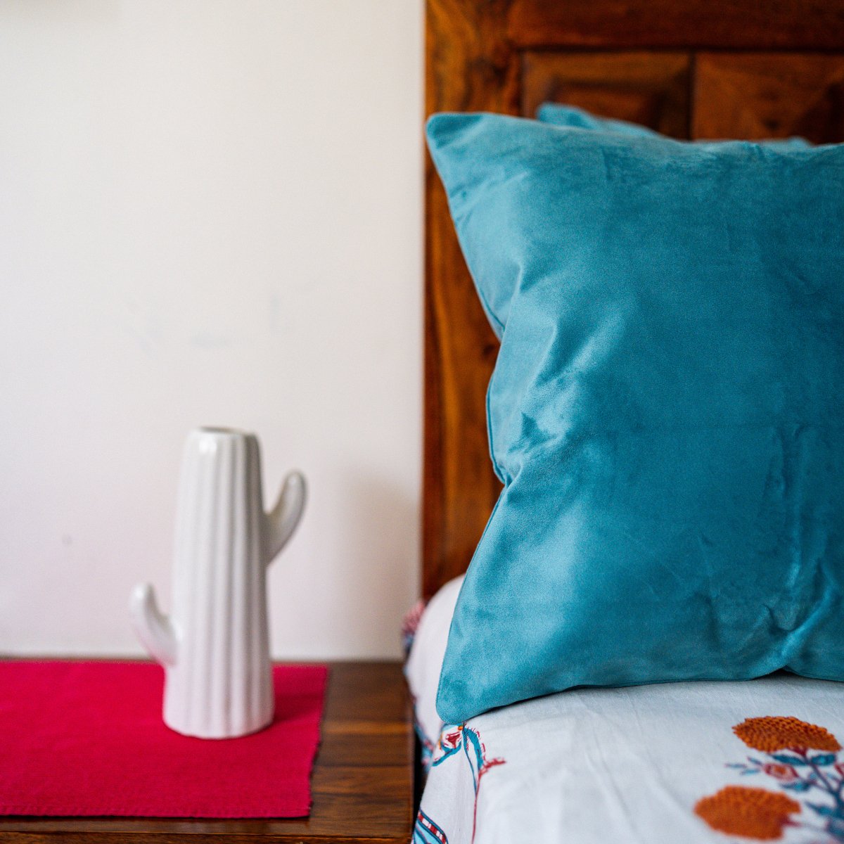 Suede Cushion Covers Aqua, 16" x 16", Pack of 2 - Coral Slub - 