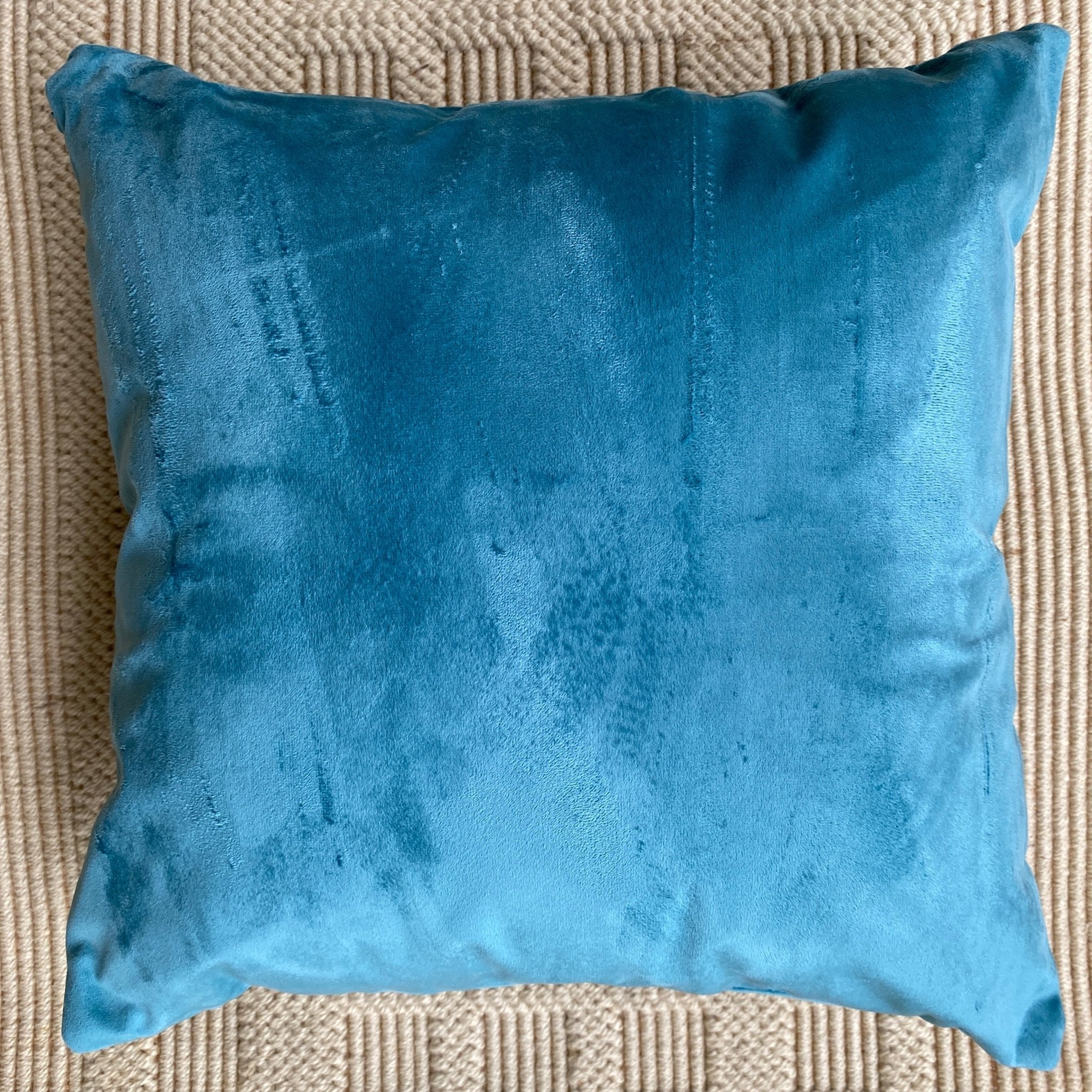 Suede Cushion Covers Aqua, Pack of 2, 16" x 16" - Coral Slub - 