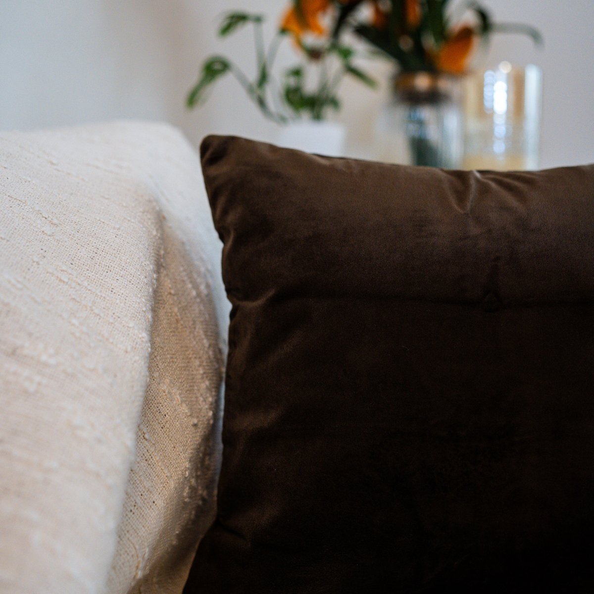 Suede Cushion Covers Coffee, 16" x 16", Pack of 2 - Coral Slub - 