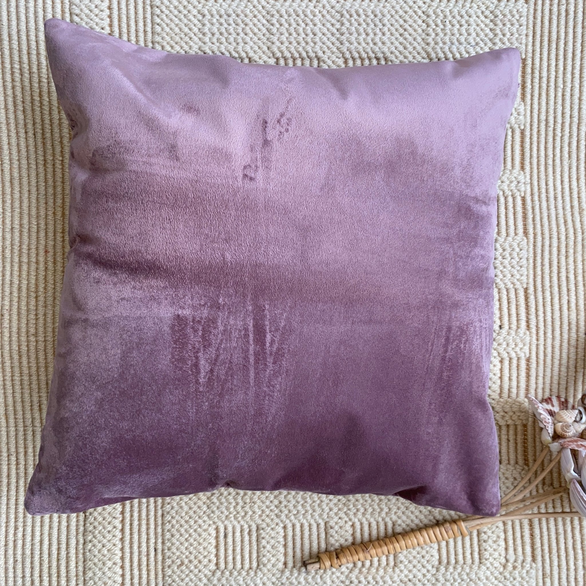 Suede Cushion Covers Rosewood, Pack of 2, 16" x 16" - Coral Slub - 