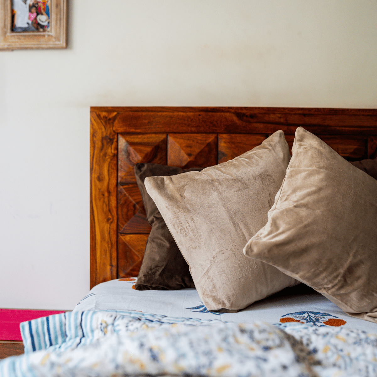 Suede Premium Cushion Covers, 16" x 16" – Beige and Aqua (4 cushion covers) - Coral Slub - 