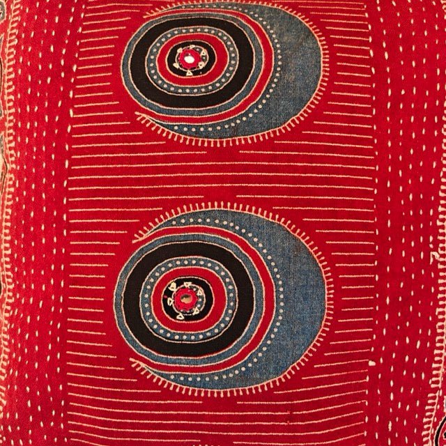 Surmai Ajrak Print Cushion Cover, 16" x 16", Pack of 1 - Coral Slub -