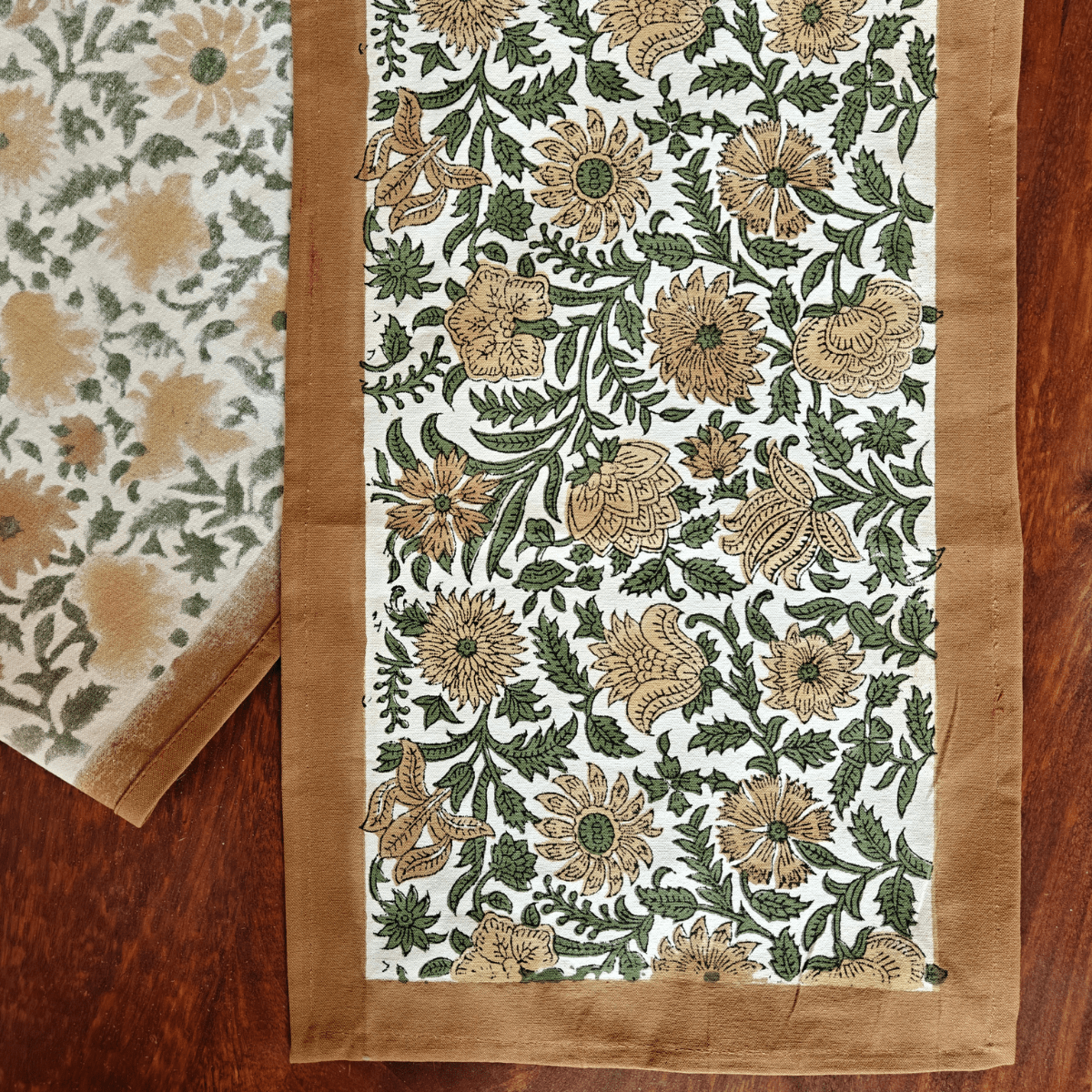 Surmai Table Runner, 100% cotton, 13" X 72" - Coral Slub - 