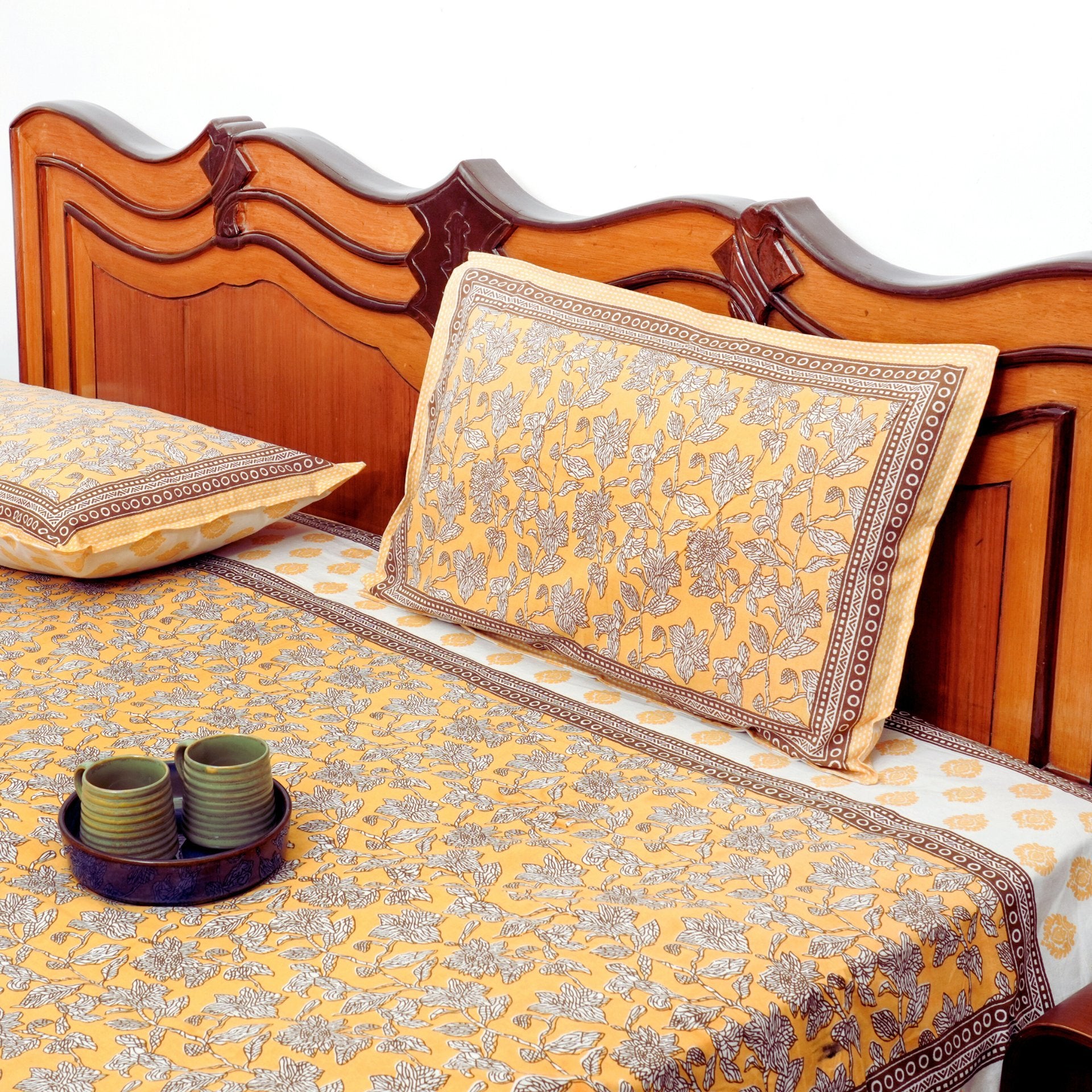 Swarna Bedsheet Set 100% Cotton, King Size, 100" x 108" - Coral Slub - 