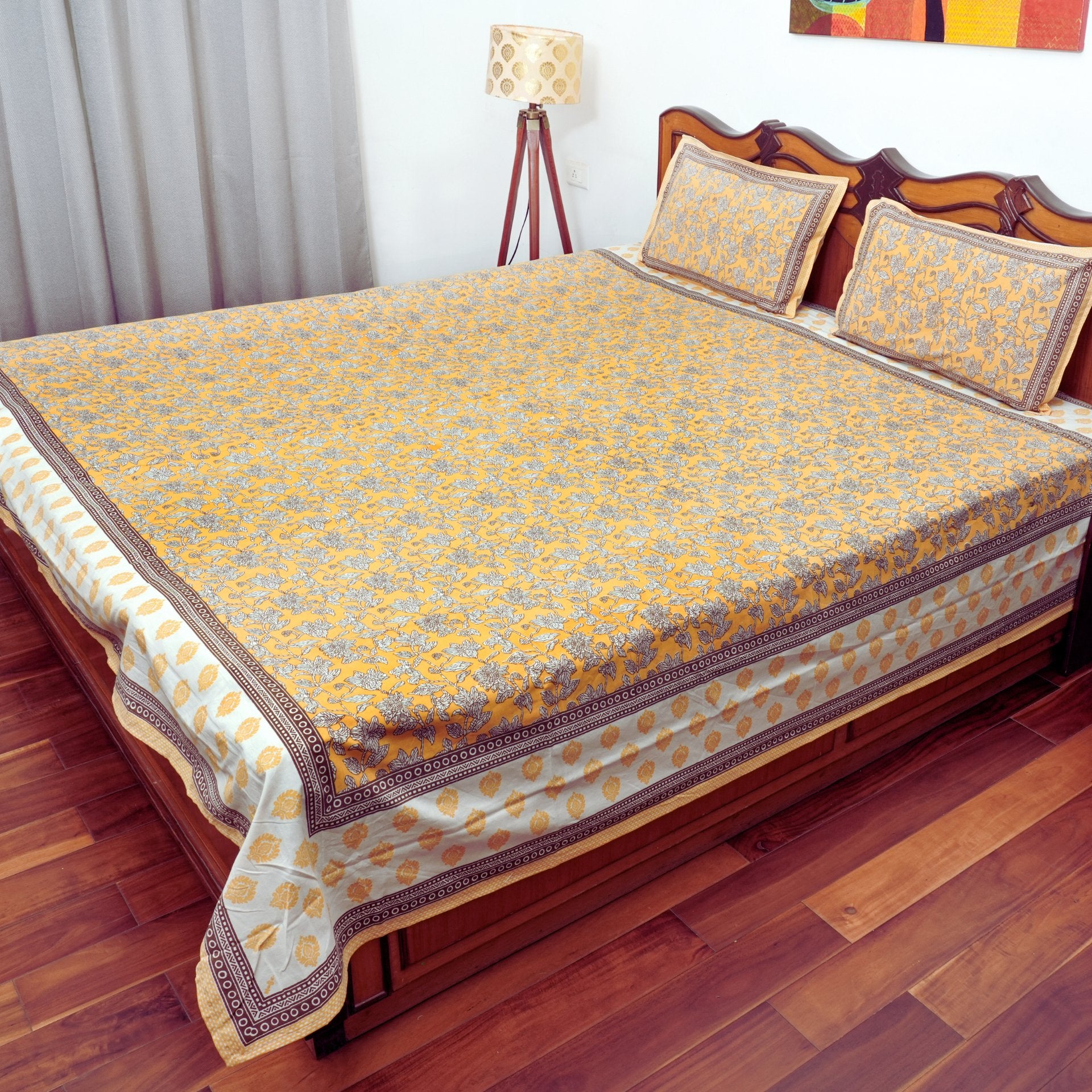 Swarna Bedsheet Set 100% Cotton, King Size, 100" x 108" - Coral Slub - 