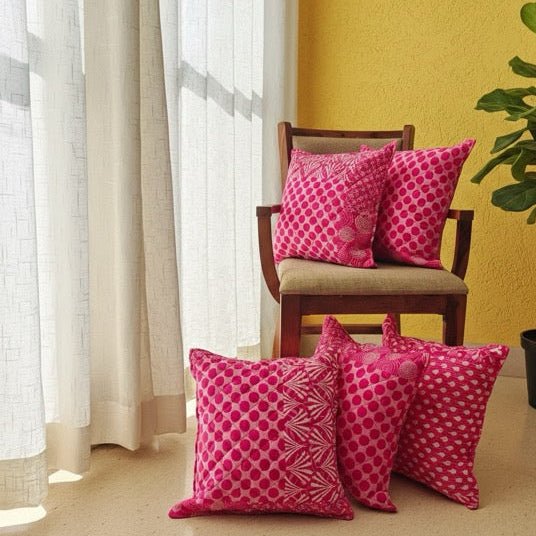 Swirl Cushion Covers, Pack of 5 - Coral Slub - 