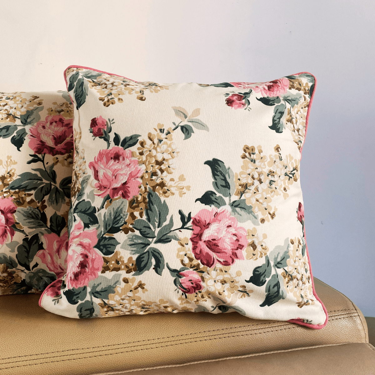 Tapestry Printed Cushion Covers, 16" x 16", Pack of 5 - Coral Slub - 