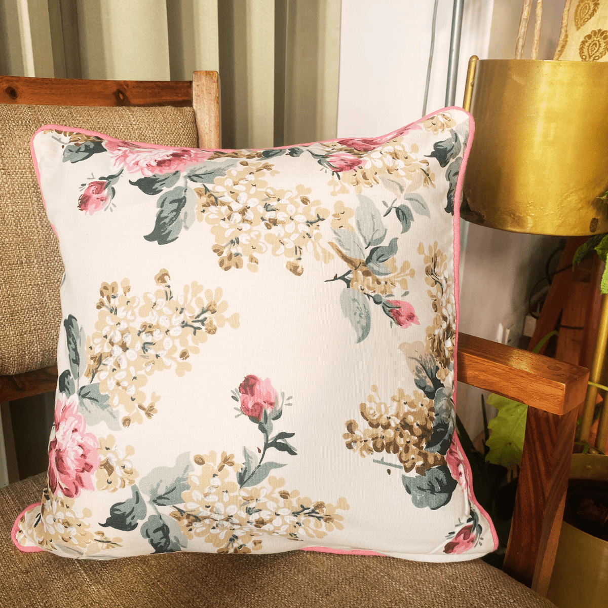 Tapestry Printed Cushion Covers, 16" x 16", Pack of 5 - Coral Slub - 