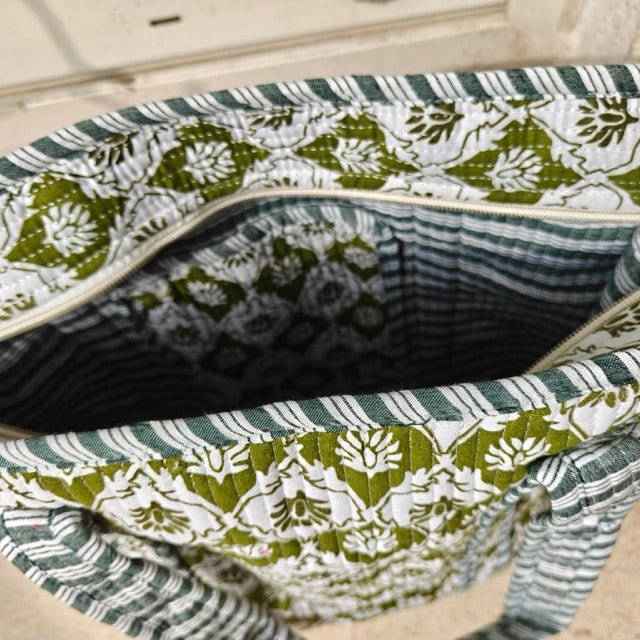 Tarai Block Print Tote Bag - Coral Slub - 