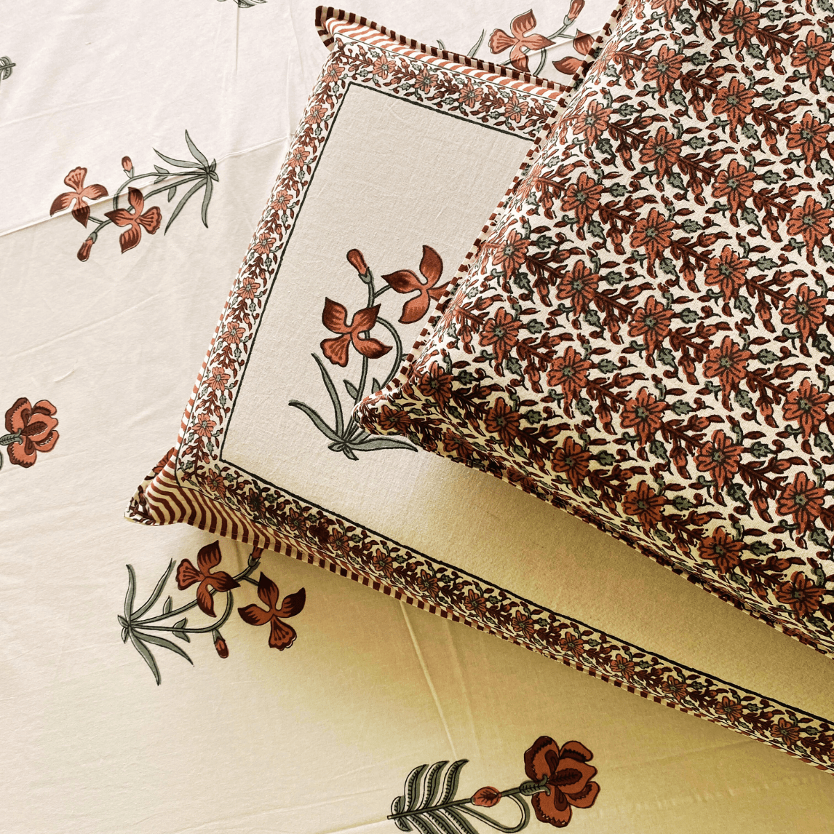 Tarak Bedsheet Set 100% Cotton, King Size, 100" x 108" - Coral Slub - 