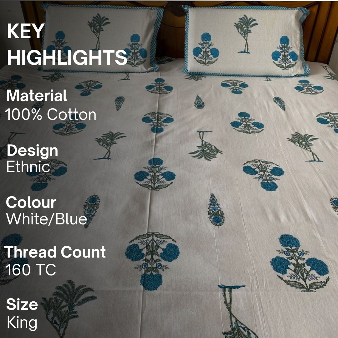 Tarini Bedsheet Set 100% Cotton, King Size, 100" x 108" - Coral Slub - 