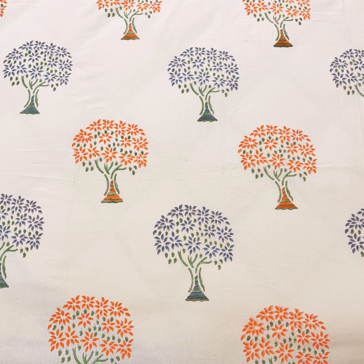 Taruna Block Print Bedsheet Set, King Size, 108" x 108" - Coral Slub - 